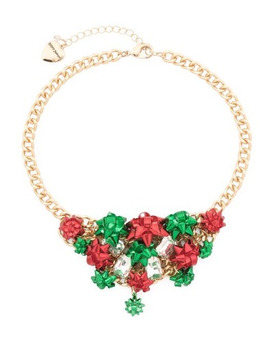 Betsey Johnson Holiday Bow Bib Necklace & Bracelet Crystal Red Green Bows NWT - Picture 5 of 10