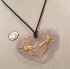 LALIQUE Elton John 1996 Gold Enamel Angel Heart Pendant Necklace Adjustable Cord — photo 3