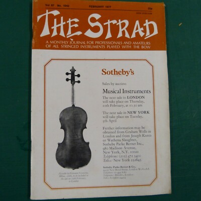 The Strad magazine February 1977 Gagliano Cello / Reginald Leopold / Eta Cohen