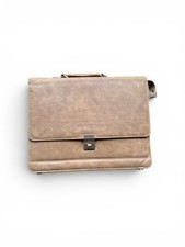 GENUINE LEATHER PORTFOLIO BRIEFCASE LAPTOP MESSENGER BAG W/SHOULDER STRAP LOCK