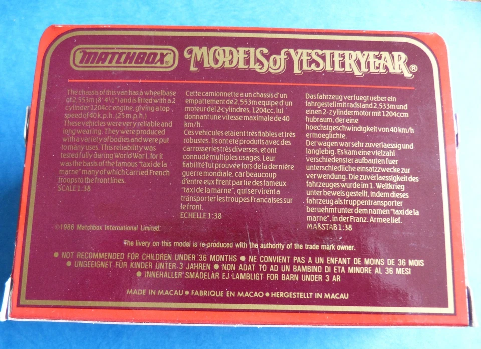 1986 Matchbox Modell Y 25 1910 Renault Type AG Delhaize Models of Yesterday 1:38 - Bild 2 von 3