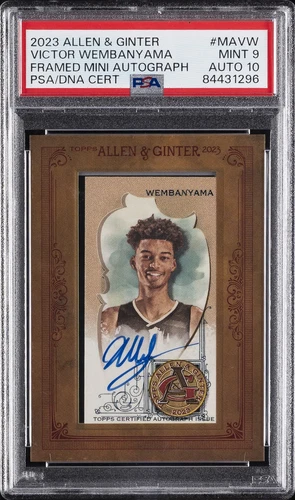2023 TOPPS ALLEN & GINTER MINI AUTO VICTOR WEMBANYAMA ROOKIE PSA 9 DNA AUTO 10
