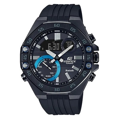 Casio Edifice Black Dial Men's Sports Resin Band Watch ECB-10PB-1ADF