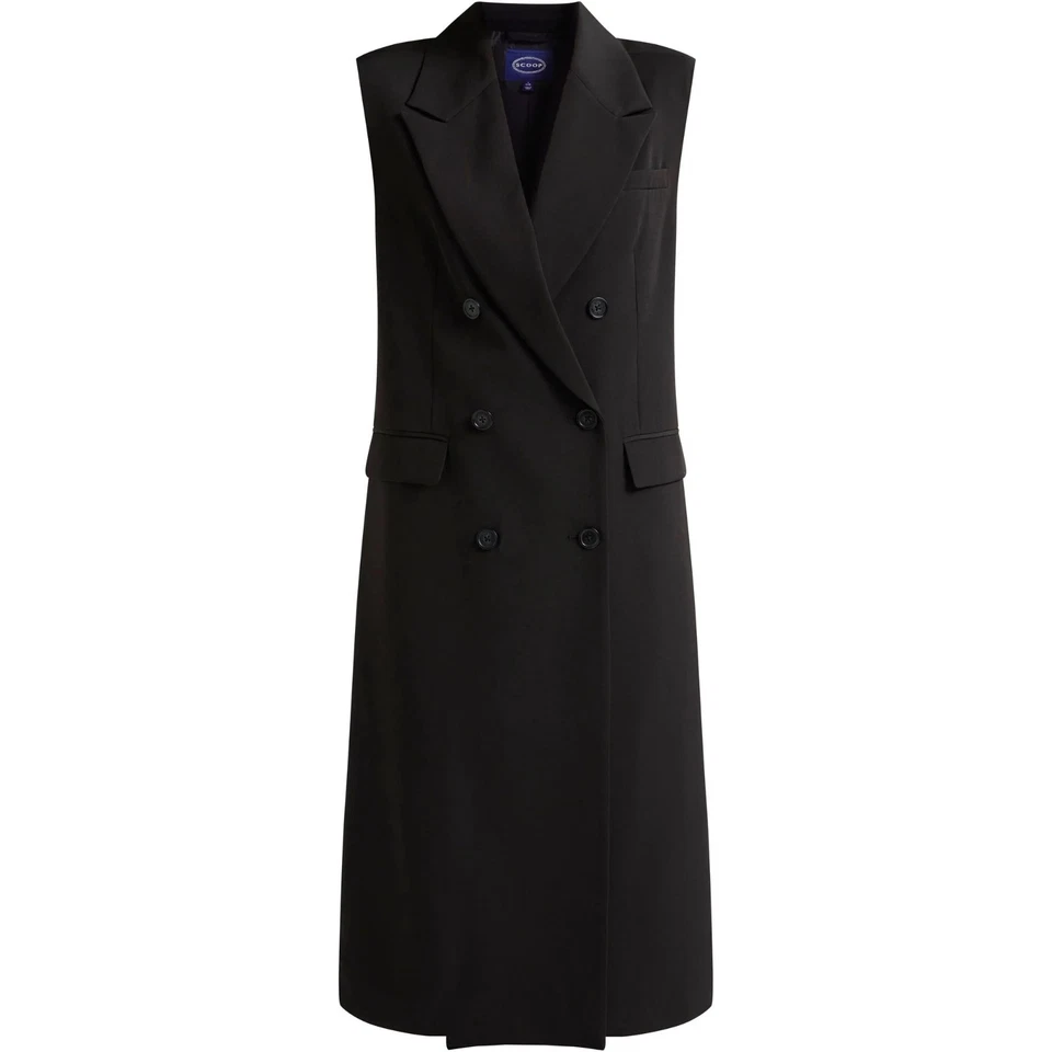 Scoop Women S and Women S Plus Crepe Oversized Double Breasted Long Vest  Sizes - Image 2 of 4