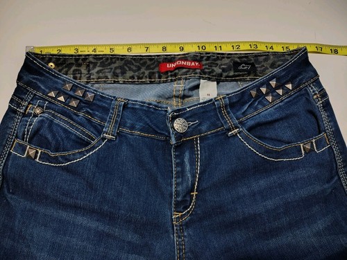 Unionbay Jeans Skinny Boot Women's 11 Blue Denim Embellished Stretch Flap READ - Picture 9 of 14