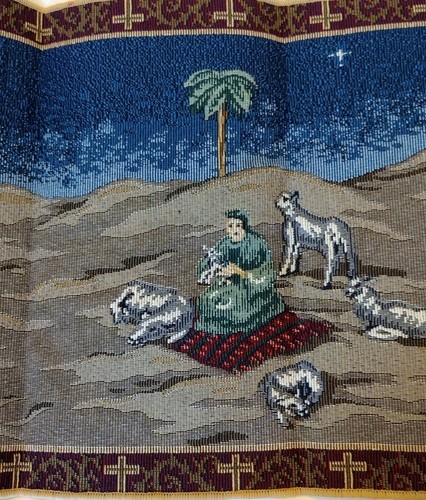 Christmas Nativity Tapestry Table Runner Nativity Scene Runner 52" x 13" - Picture 5 of 8