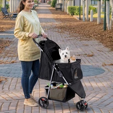 3 Wheels Foldable Pet Stroller Dog Cat Jogger Stroller Travel Carrier Strolling
