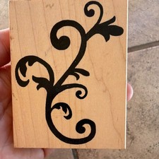 Impress Wood Rubber Mounted Stamp Flourish Frame Design Ornamental Swirl Theme