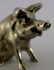27g ENGLISH SOLID STERLING SILVER PIG FARM ANIMAL FIGURELONDON 1967