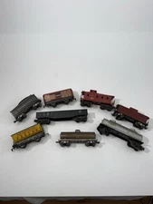 Vintage Tin Train Car Lot Of 8 Cars- Marx, Lionel, New York Central, O Gauge