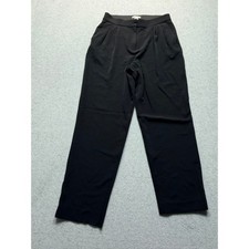 H M Womens Black Pleated Elastic Back Straight Leg Trousers Size M