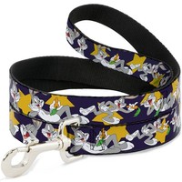 "Dog Leash 6-FEET Bugs Bunny Poses/Stars Navy Narrow 0.5\" (Us Import)"