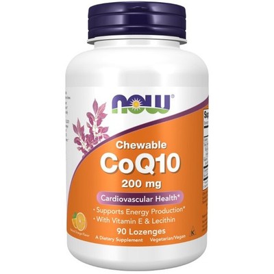 Coenzym CoQ10 200 mg 90 Lutschtabletten mit Orangengeschmack Herz Now Foods
