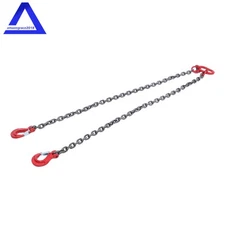Lifting Chain Sling 3/8" × 5' Double Leg w/ Grab Hook 4T/8800lb Capacity G80