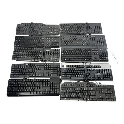Lot OF 10 - USB Wired Standard Layout Keyboard 104-Key Mixed Random Brand Models