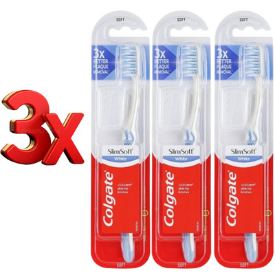 Colgate Slim Soft White Soft Ultra Thin Bristle Blue Toothbrushes (Pack Of 3)