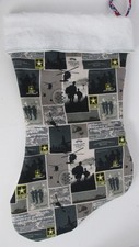 US Army Christmas Stocking Homecrafted aprox 16" x 11" Lined #B