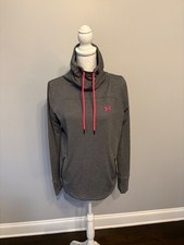 Under Armour Funnel Neck Pullover Gray Pink Medium Loose Fit
