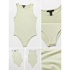 Forever 21 Women's Ivory Sleeveless Bodysuit Snap Crotch Size Small