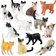 SCAHOW 12PCS Realistic Cat Figurines, Plastic Mini Miniature, Cats