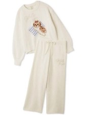 Gelato Pique Shih Tzu Jacquard Pullover & Baby Moco Pants Set Off White New