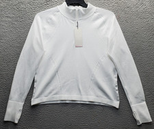 CALIA Sweatshirt Women's L White Relaxed Fit Long Sleeve Mock Neck Quarter Zip