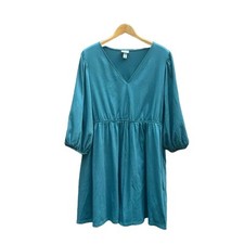 Ava & Viv Dress Green Crepe V Neck Puffy Sleeve Plus Size 1X Target