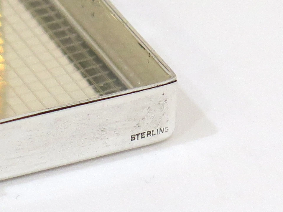 Zafiros de imitación dorados de plata de ley de 3 pulgadas compactos florales americanos vintage Foto 4 de 4