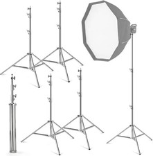 4 Pack 9.2 FT Stainless Steel Light Stand Photography with 1/4  to 3/8  Screw