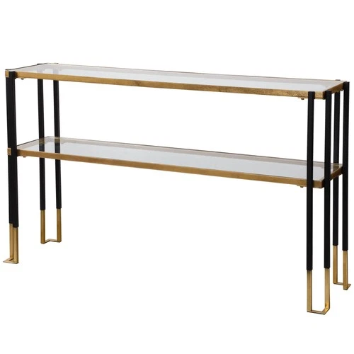 Uttermost 24978 Kentmore 14"W Glass Top Iron Console Table - Gold - Picture 5 of 7