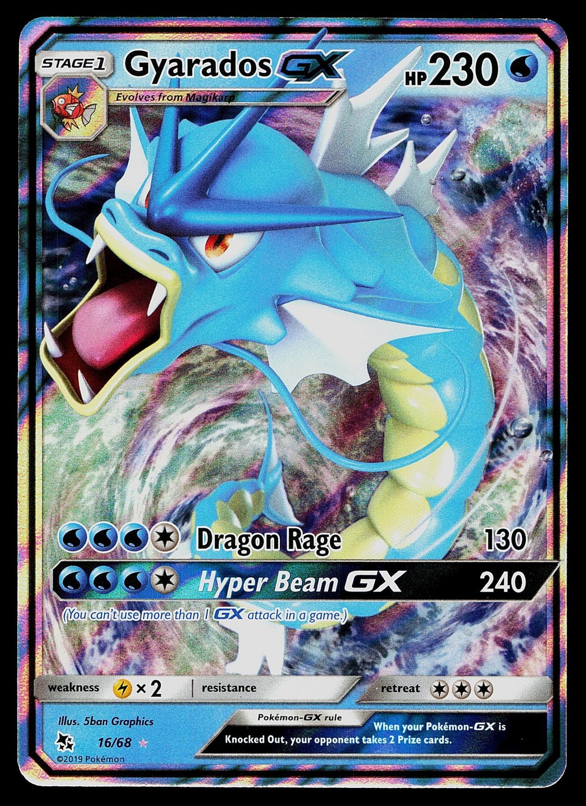 Pokemon Card - Gyarados GX Hidden Fates 16/68 Holo Rare GX 2019