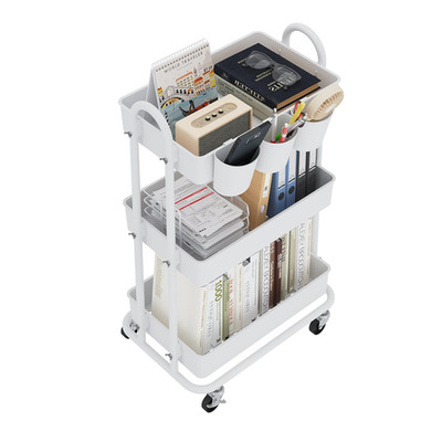 Boeeoan 3-Tier Utility Cart Wheels Rolling Cart 3 Hanging Baskets Storage