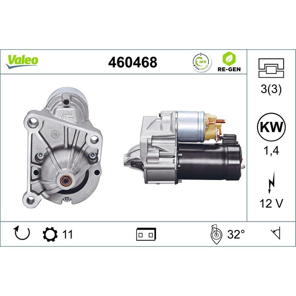 Anlasser Starter 12 V 1,4 Kw 11 ZäHne Valeo FüR U.A. Opel Arena-image