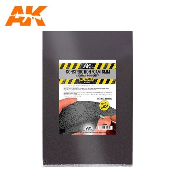 Construction Foam 6mm High Density 195x295mm (x2) - AK Interactive - Brand New