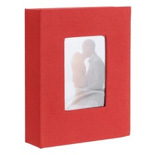 Photo Album, 4 x 6 Linen Cover Small Photo Album Book Holds 100 Pictures, Red