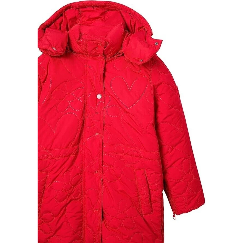 Desigual Girl's Heart Flower Woven Jacket (Size 11/12) Padded Sleeve Coat NEW - Image 4 of 4