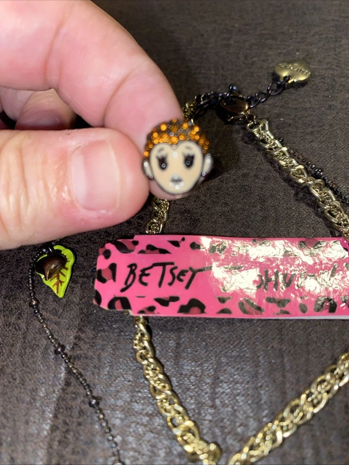 Pulsera de Tobillo Mono Betsey Johnson con Anillo de Puntera Retirada Nueva Foto 3 de 4