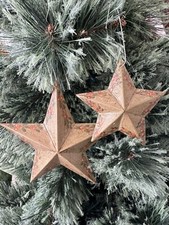 Set Of 2 Metal Star Christmas Tree Ornaments