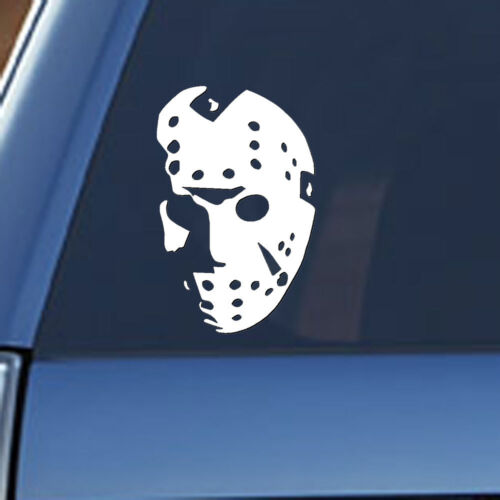 Friday The 13th Jason Voorhees Mask White Vinyl Decal Horror Movie Halloween - Picture 1 of 4