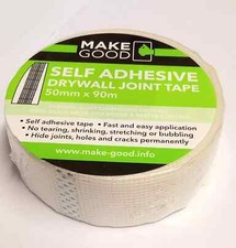 2 Pack of Make-Good Drywall Joint Tape, Self-Adhesive, 50mm x 90m Roll