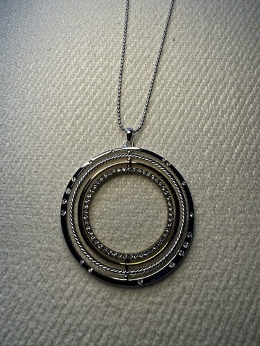 Touchstone Swarovski Round Medallion Pendant Gold Silver Tones Crystals BNIB