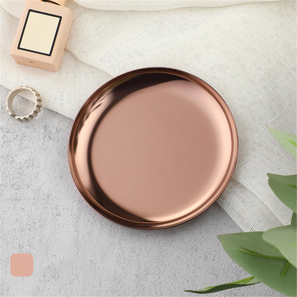 Decorative Tray Jewelry Round Small Metal Vanity Display Trinket Ring