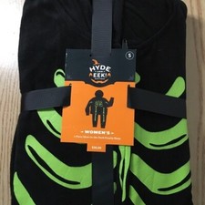 New Women s Hyde Eek Glow-in-the-Dark 1pc Fleece Pajamas Hood Size Small