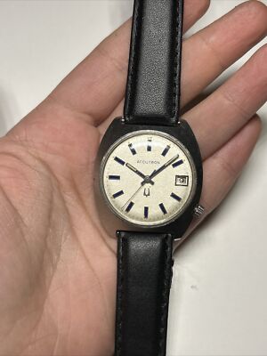 BULOVA ACCUTRON Calendar 1973 All USA Men’s Watch Lapiz Lazuli  Markers