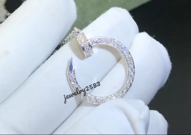 Certified Natural Diamond Charm Pendant In Real 10k White Gold Ladies Cute Gift - Image 4 of 4