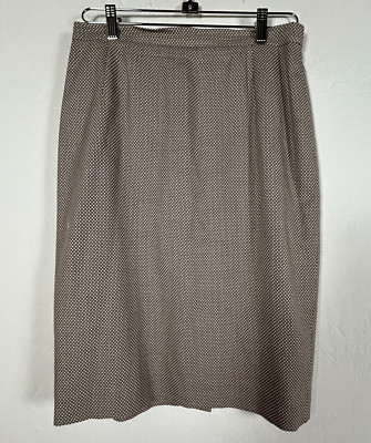 Escada Women's Straight Pencil Cut Skirt Back Zip Printed Wool Silk Gray Size 40