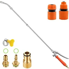 43 Inches All Metal Adjustable Sprayer Wand with 3 Types of Nozzles Orange