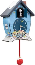 Peanuts Gang Snoopy Linus Lucy ICY Blue 17 X 9 Christmas Cuckoo Clock