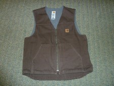 Vintage Carhartt Vest Fleece Blanket Lined Zip Up Brown USA Made V19-DKB Large