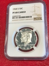 NGC PR68 CAMEO 1968 S JOHN KENNEDY SILVER BLAST WHITE HALF DOLLAR COIN-MAY132
